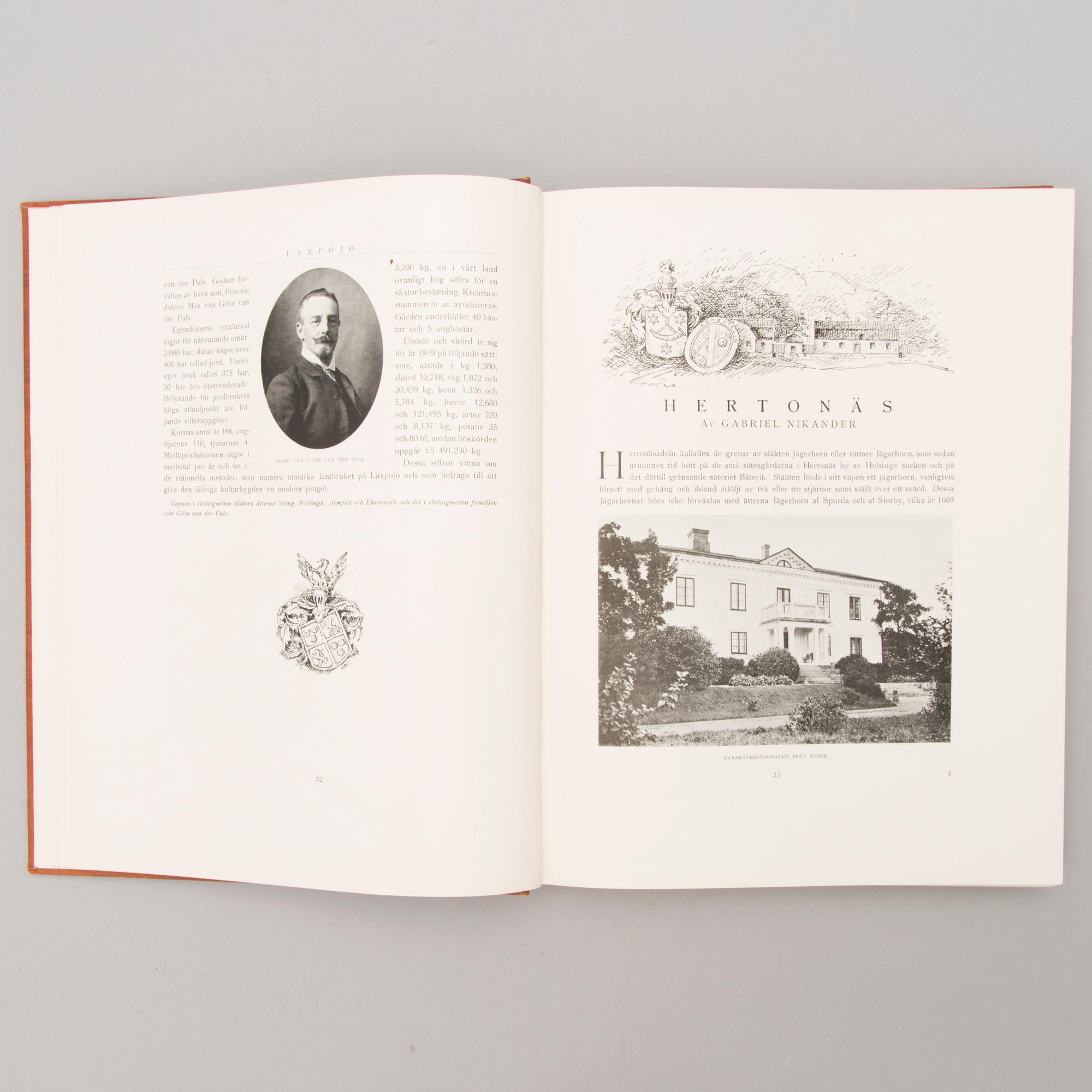 A three-volume book set about mansions in Finland "Herrgårdar i Finland", Helsinki 1928-29.