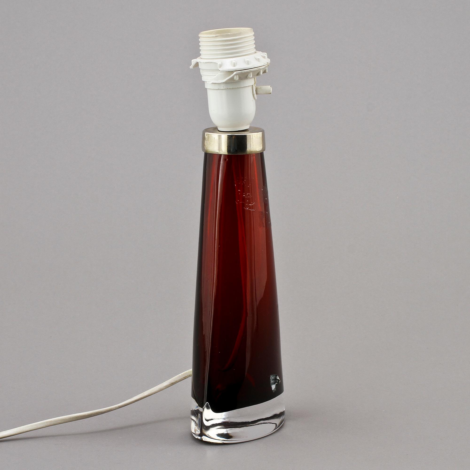 BORDSLAMPA, glas, Carl Fagerlund, Orrefors, 1900-tal.