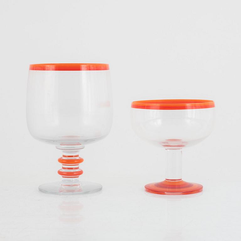 Catti Åsélius Lidbeck, 20 pieces of a "Mitt i prick" glass service from Gullaskruf, Sweden, 1960's.