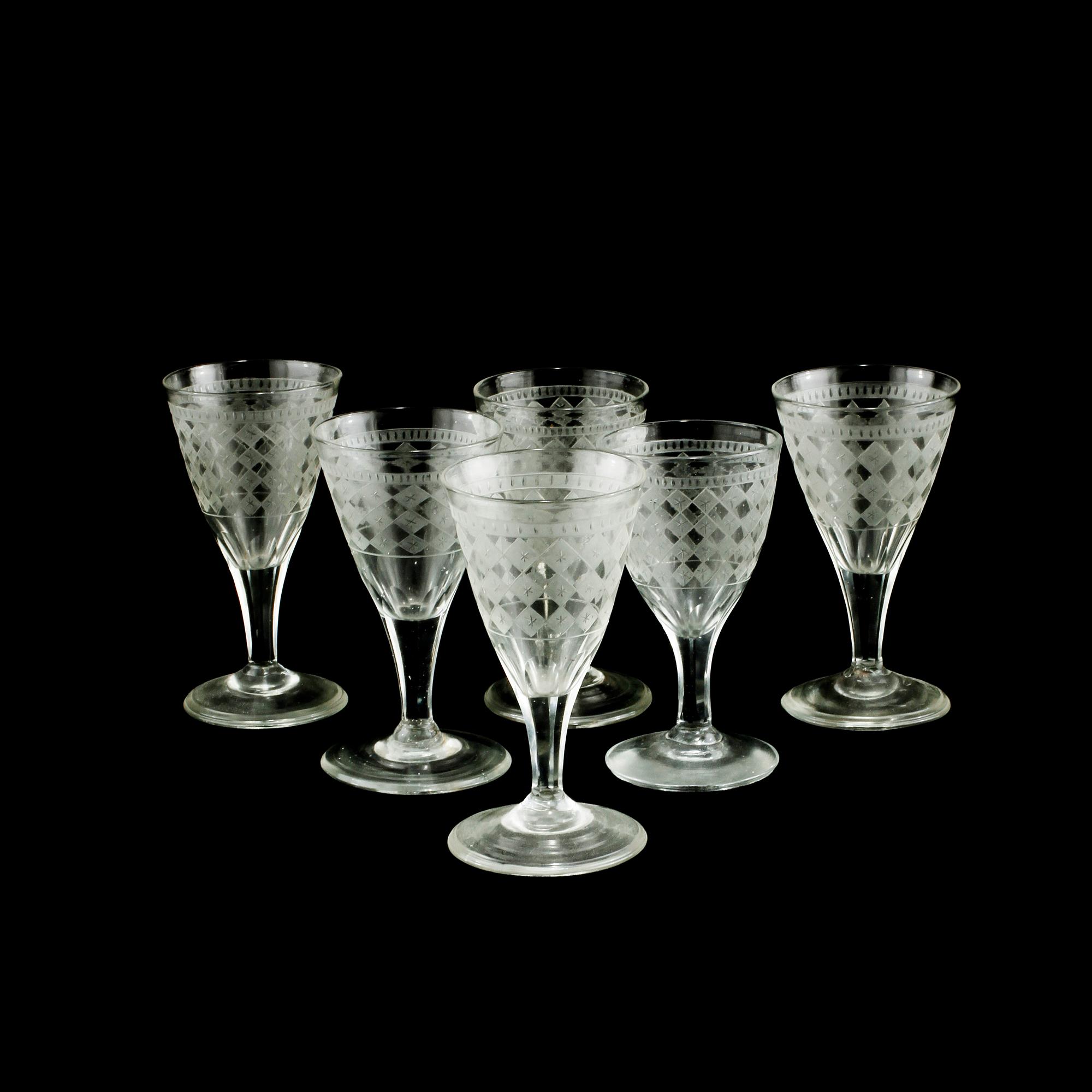 VINGLAS, 6 st, 1800-tal.