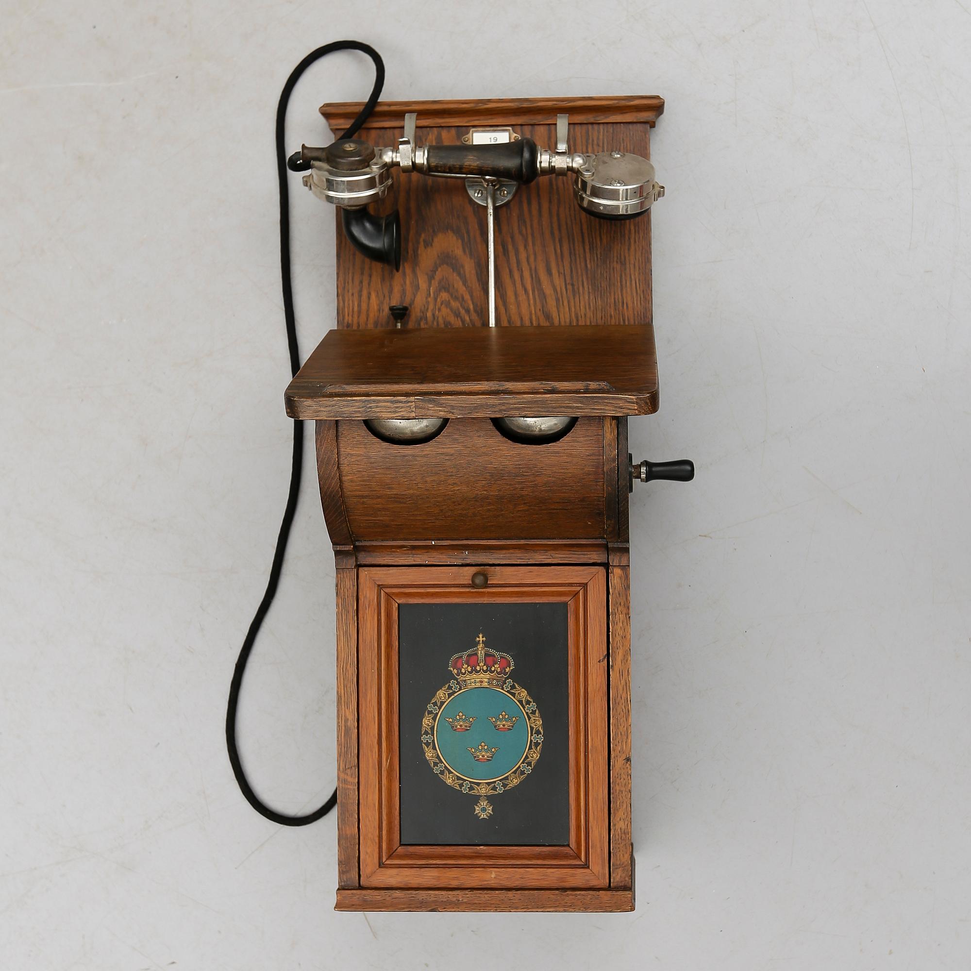 VÄGGTELEFON, Telegrafverkets Verkstad, Nynäshamn, 1900-talets första hälft.
