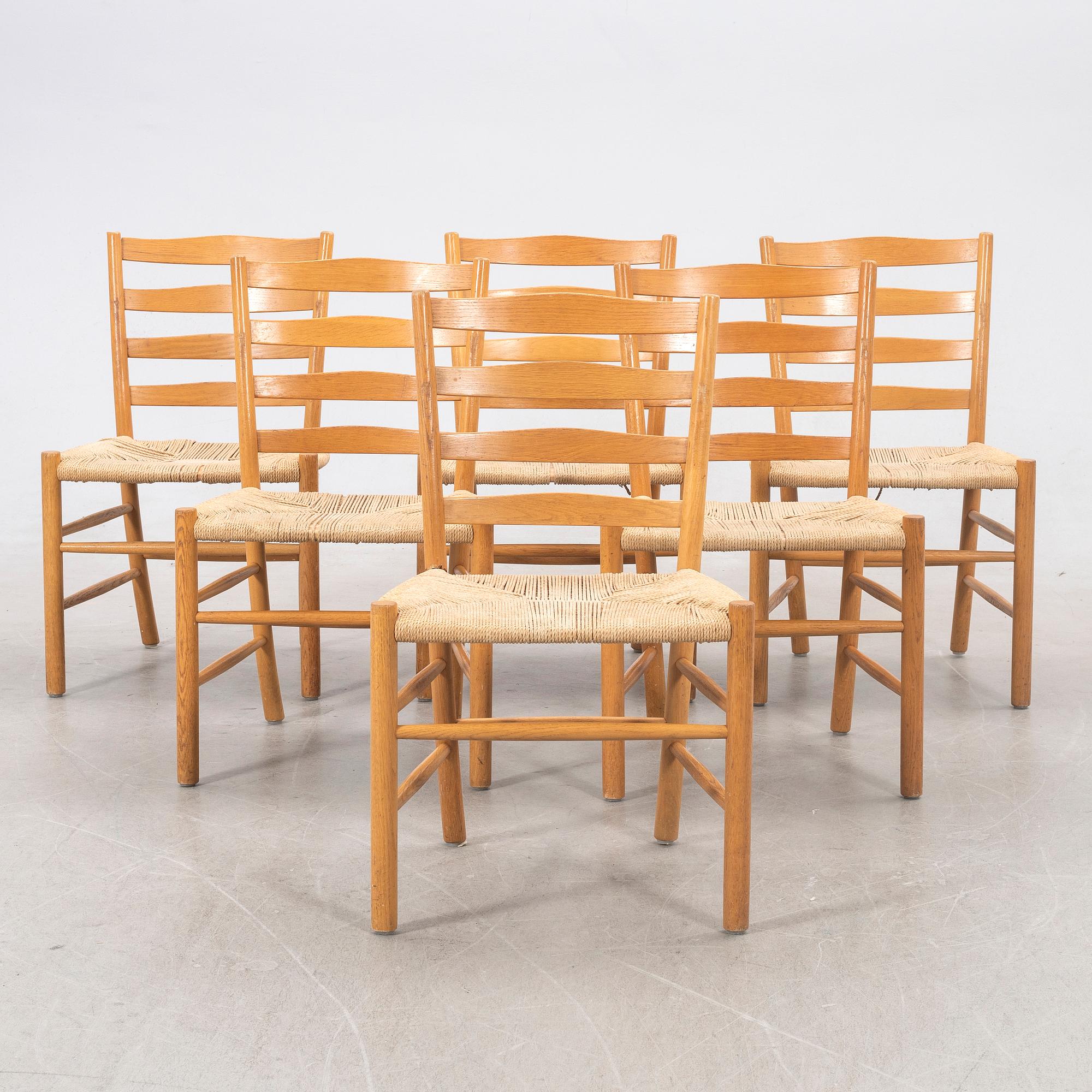Kaare Klint, chairs, 6 pcs, "Kirkestolen", Denmark, second half of the 20th century.