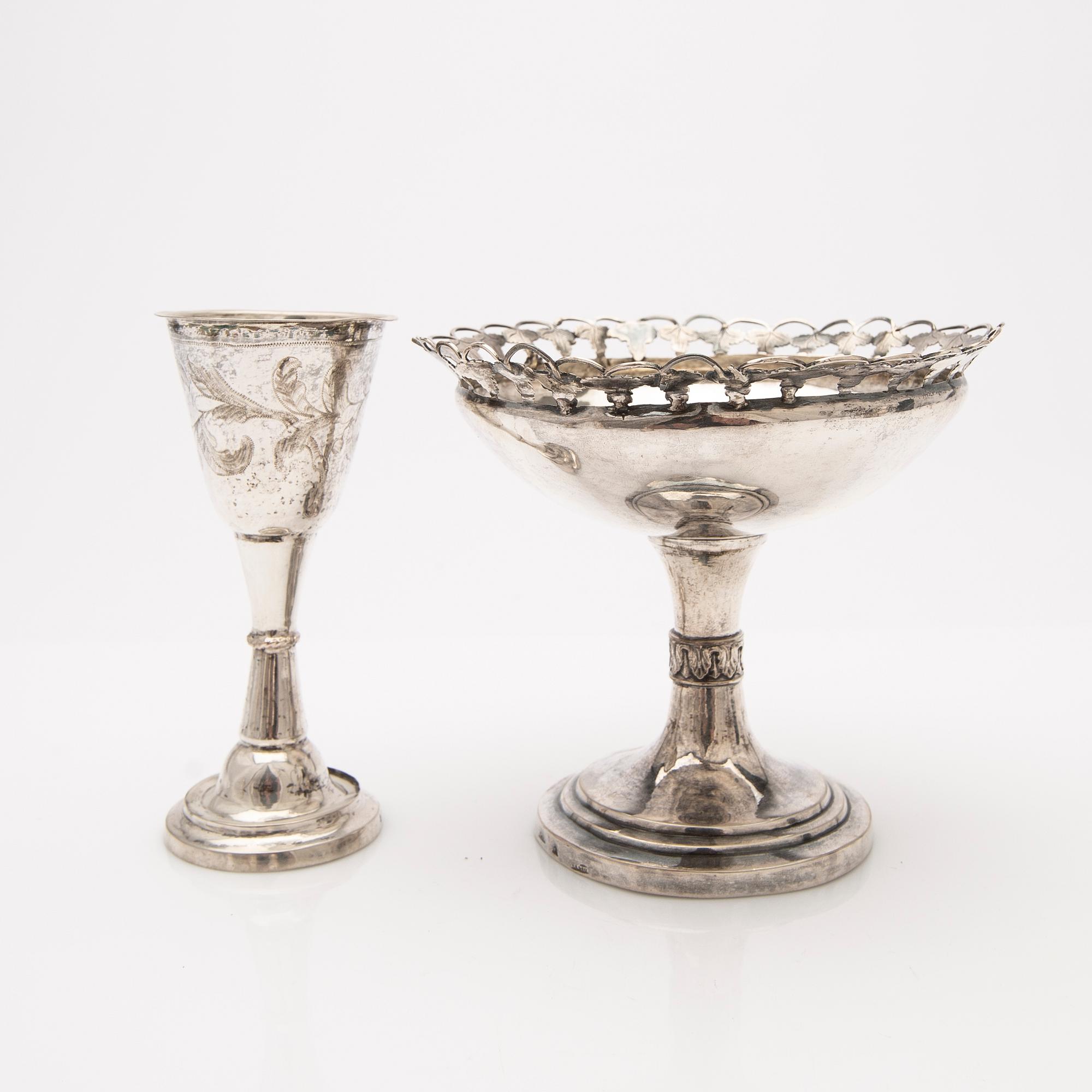A group of silver, 7 pieces, including Sweden and Russia, 19th century.