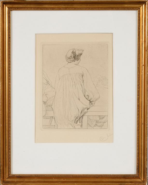 CARL LARSSON, etsning, "Lisbeth och Pontus", blyertssignerad, 1911.