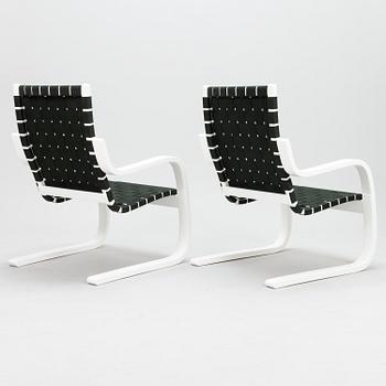 ALVAR AALTO, a pair of late 20th century '406' armchairs for Artek.