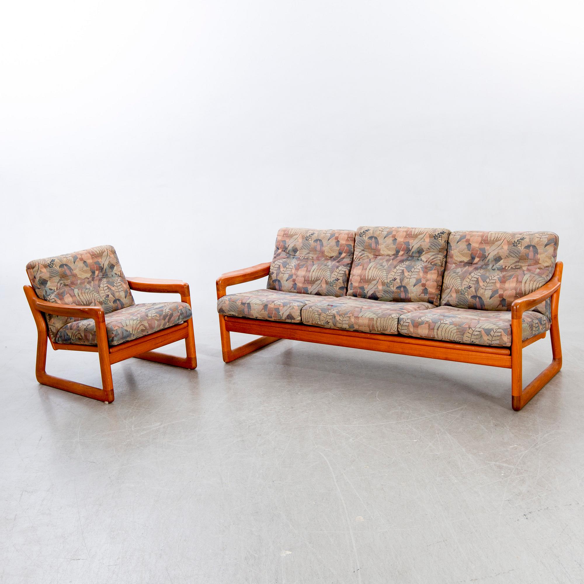 Soffa och fåtölj, Danmark, 60-tal, teak, tillverkare Komfort.