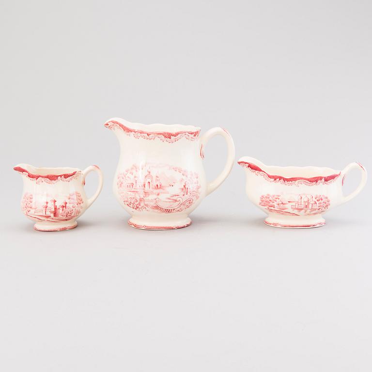 A 157-piece tableware set of 'Bengali, red', Swedish Rörstrand creamware of the 1940s.