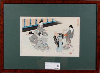 YOSHU CHIKANOBU, efter, träsnitt, Japan, 1900-tal.