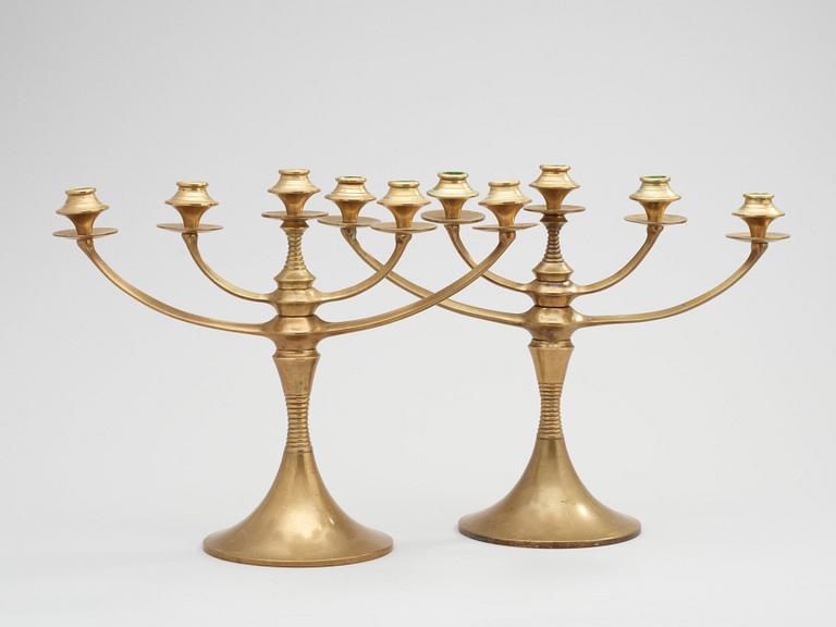 A pair of cast bronze candelabra, attributed to K M Seifert & Co, Dresden-Löbtau ca 1910-15.