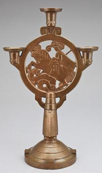 KANDELABER, patinerad brons, jugend, Johan Färngren, för Otto Meyer fud, 1900-talets början.