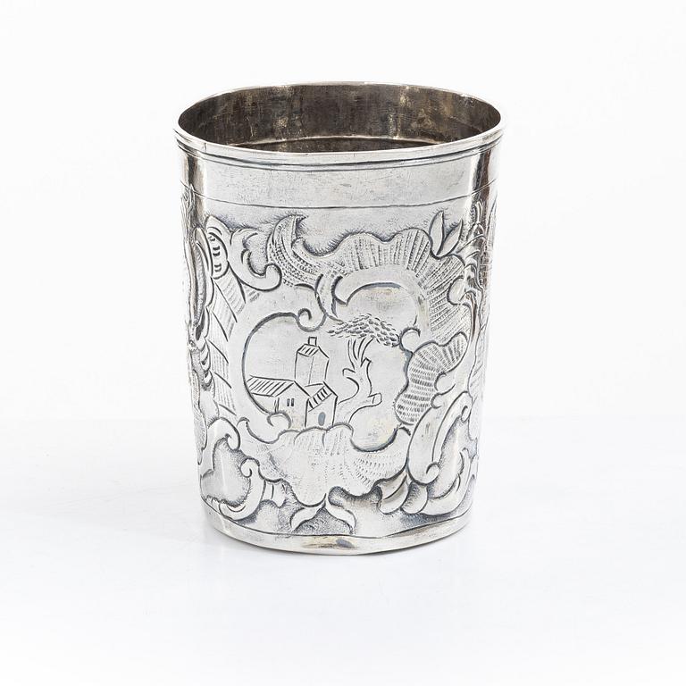 A Russian silver beaker, Moscow 1760s, unclear marks, probably Alexander Gillibrand (active 1753-1790).