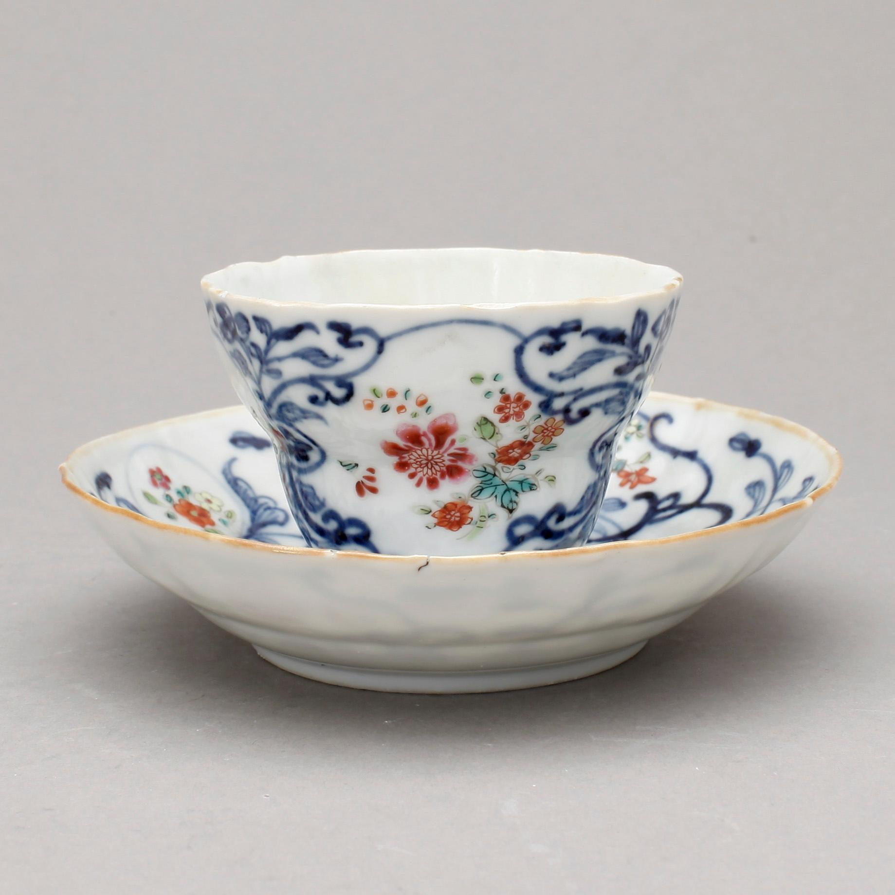 KOPPAR med FAT, 4st, porslin, Kina, 1700-tal.