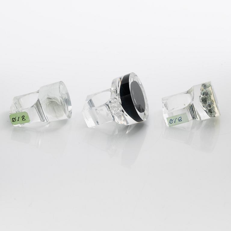 Siv Lagerström, three acrylic rings, 1970s.