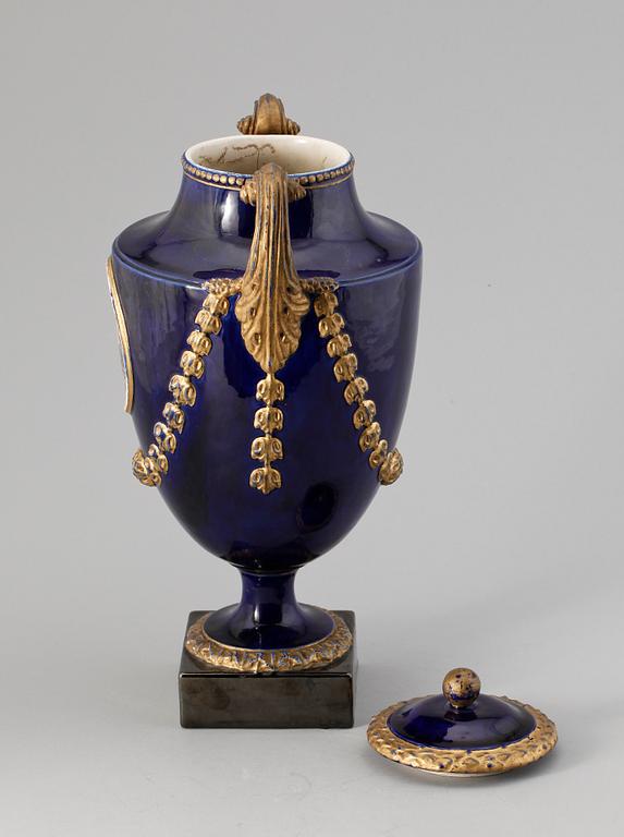 A Marieberg earthenware jar with cover, 18th Century.