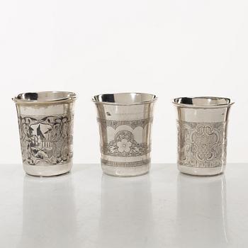 Bägare, 5 st, silver, Ryssland, 1800/1900-tal.