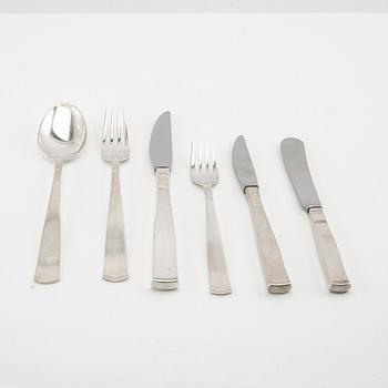 Jacob Ängman, cutlery 33 dlr silver "Rosenholm" GAB Stockholm 1950s/60s.