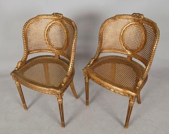 KARMSTOLAR, 1 par, Louis XVI stil, 1900-talets mitt.