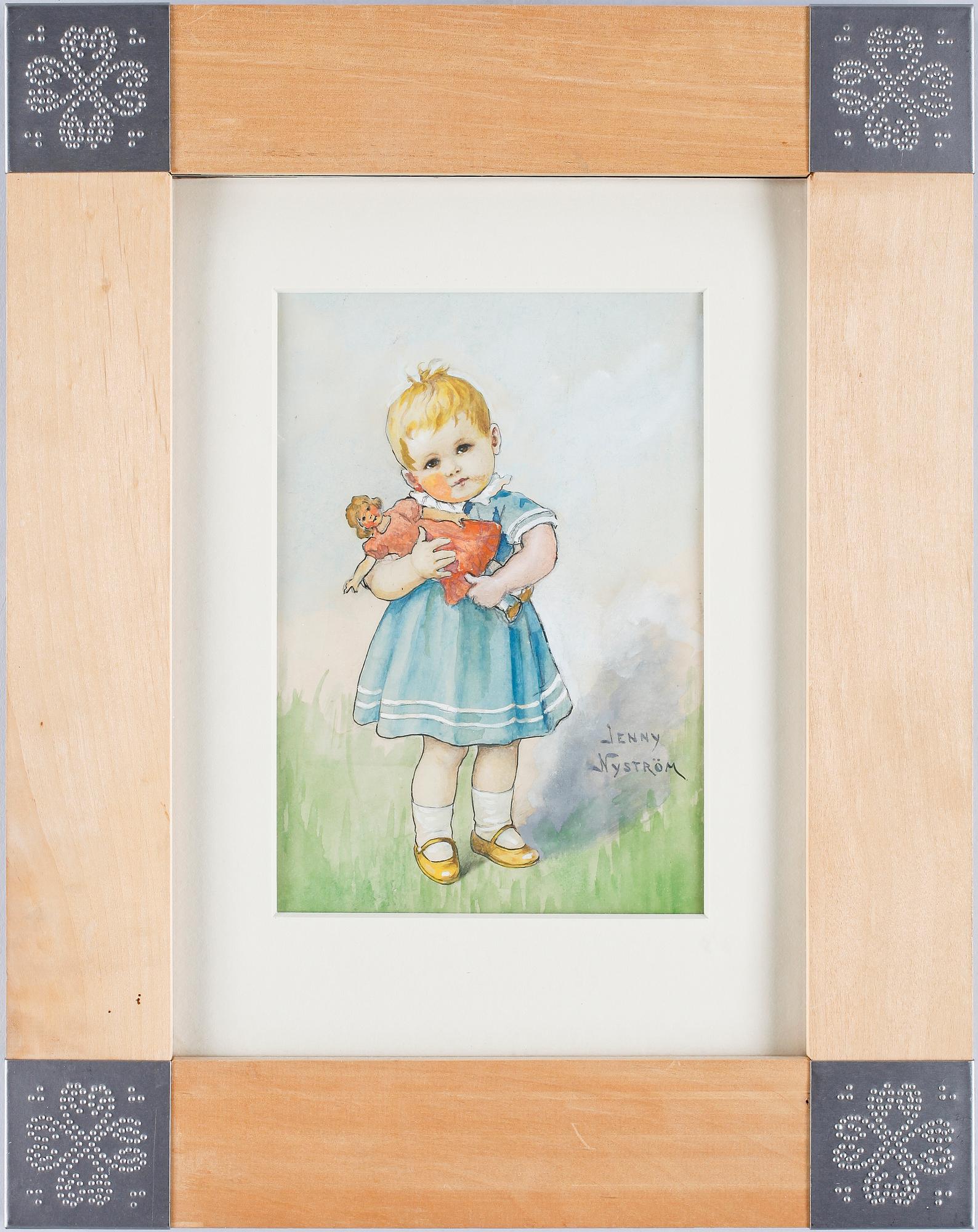 JENNY NYSTRÖM, akvarell. Sign.