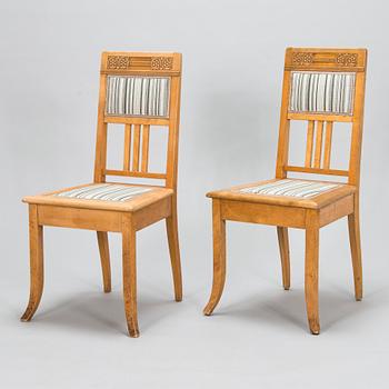 Louis Sparre, four Jugend Style chairs for Aktiebolaget Iris, Porvoo Finland, early 20th century.