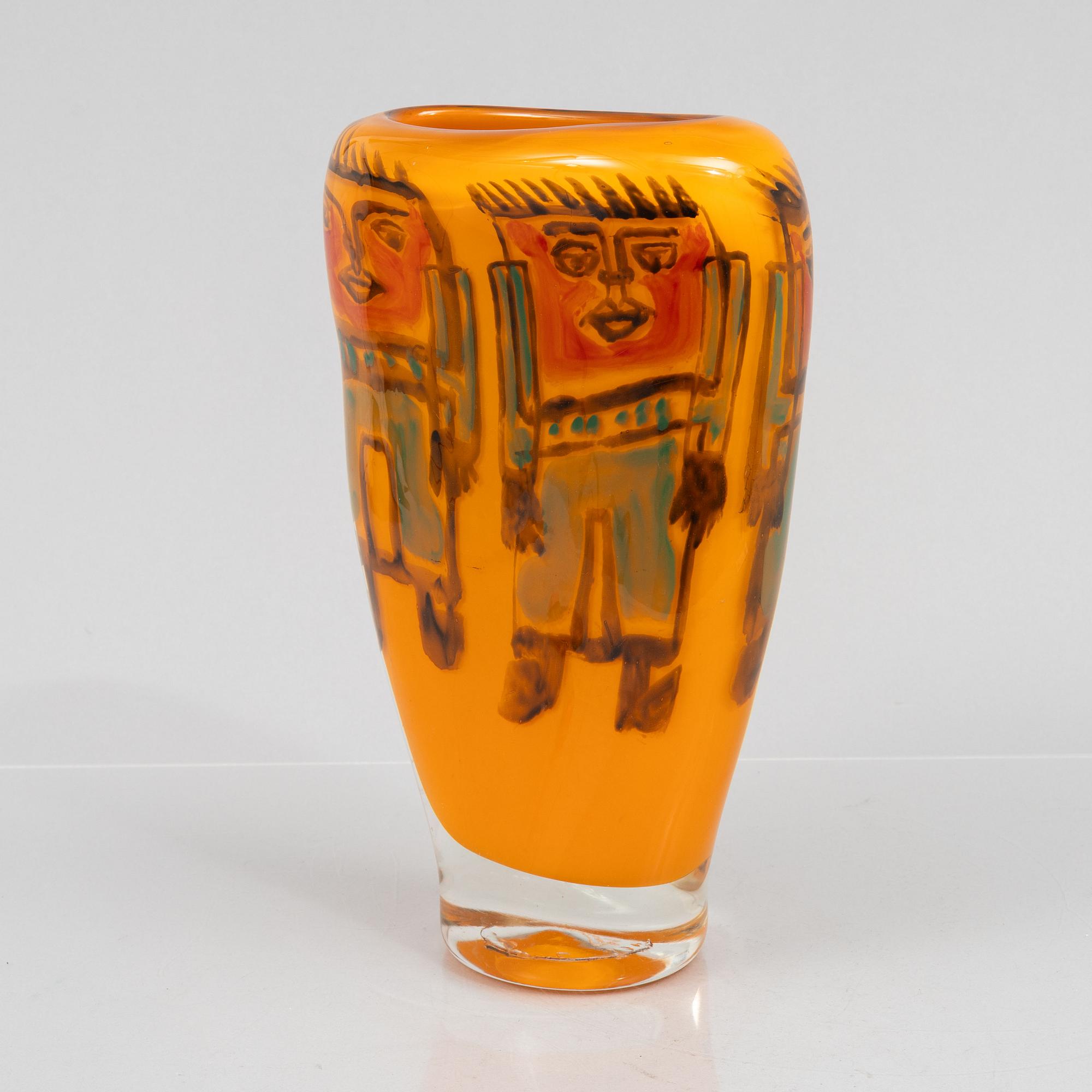 Ada Loumani, vase, glass, signed.