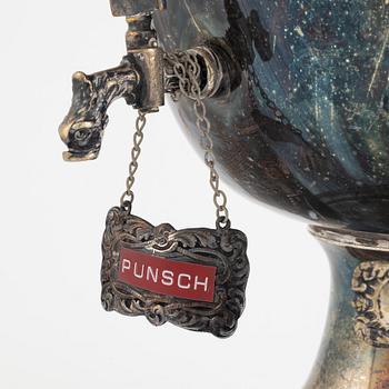 C.R. Carlström, brännvinskylare, nysilver, tidigt 1900-tal.