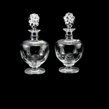 KARAFFER, ett par, glas, Lalique, 1900-talets andra hälft.