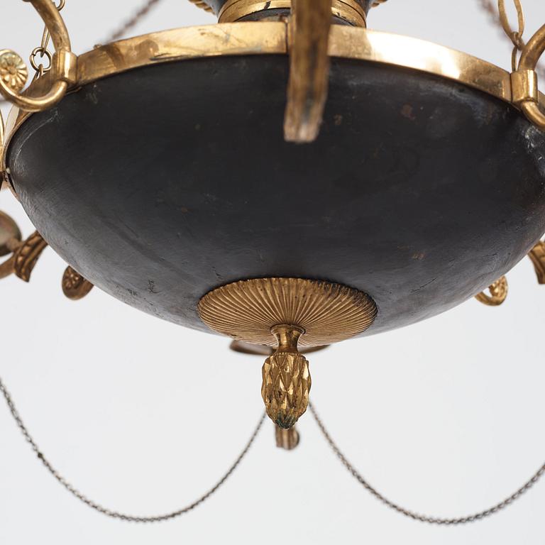 A late Gustavian early 19th century eight-light hanging-lamp.