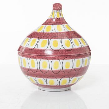 Stig Lindberg, ask med lock, fajans, Gustavsberg Studio.