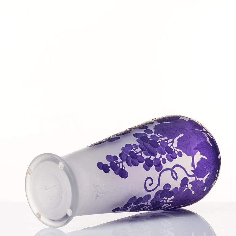 Karl Lindeberg, an Art Nouveau cameo glass vase, Kosta Sweden.