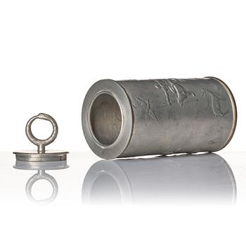 Nils Fougstedt, a pewter and brass jar model "A 608”, Firma Svenskt Tenn, Stockholm 1929.
