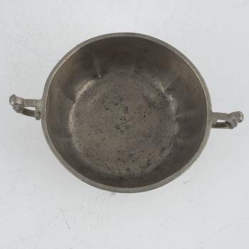 A pewter brandy-bowl, mark of Nils Forss, Västerås 1759.