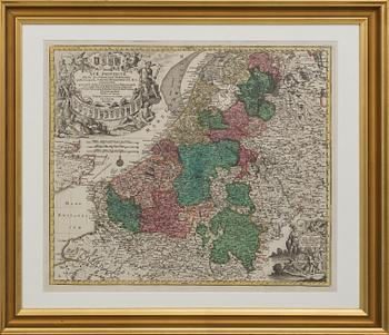 A MAP BY CONRADI LOTTER, middel of the 18th century.