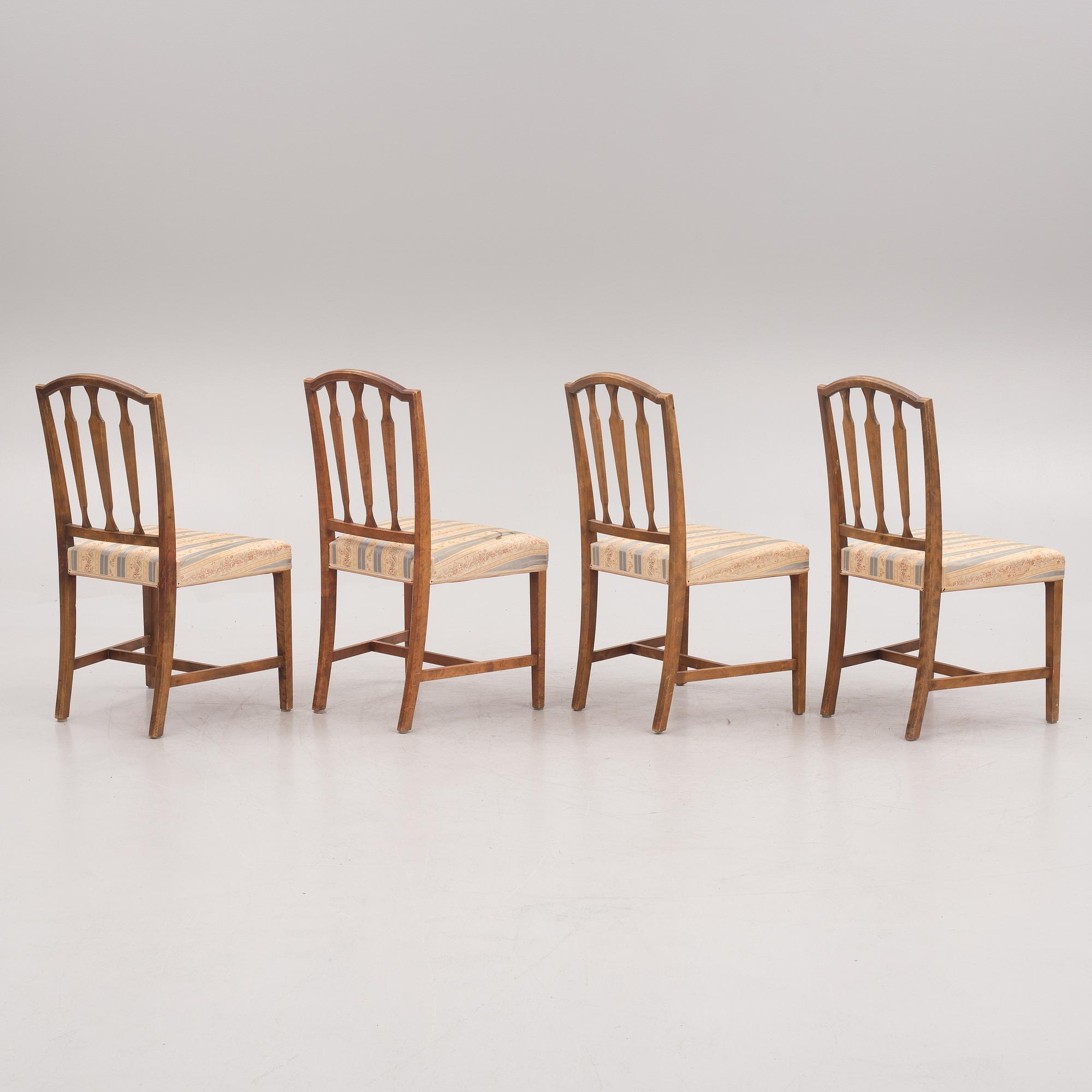 Stolar, 4 st, gustaviansk stil, 1900-talets första hälft.