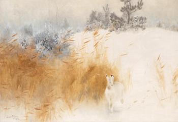 55. Bruno Liljefors, Winter landscape with hare.