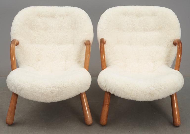 PHILIP ARCTANDER, tillskrivna, fåtöljer, ett par, "Muslinge", 1940-50-tal.