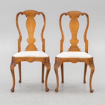 A pair of Swedish late baroque chairs, mid 18th century.
