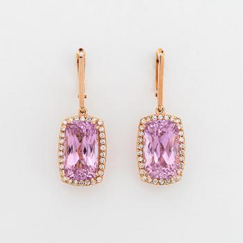 Kunzite and diamond earrings.