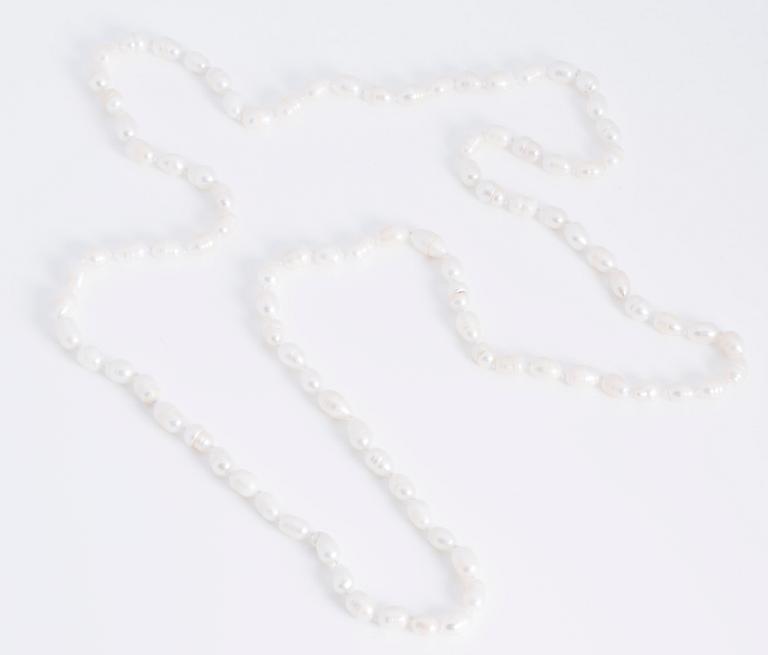 A cultured freshwater pearl necklace.