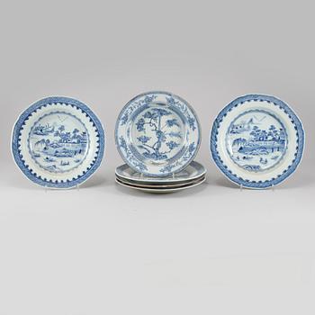 TALLRIKAR, 6 st, porslin, Kina, 1700-tal.
