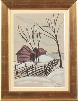 AGNES CLEVE, akvarell, signerad.