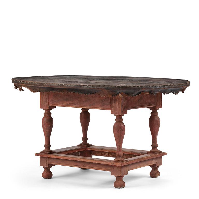 A Swedish leather-clad baroque table, late 17th century / circa 1700.