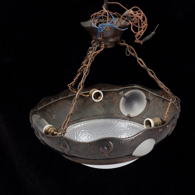 An Art Noveau ceiling light, early 20th century.