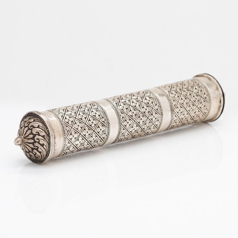 A silver incense sticks container, 20th century.