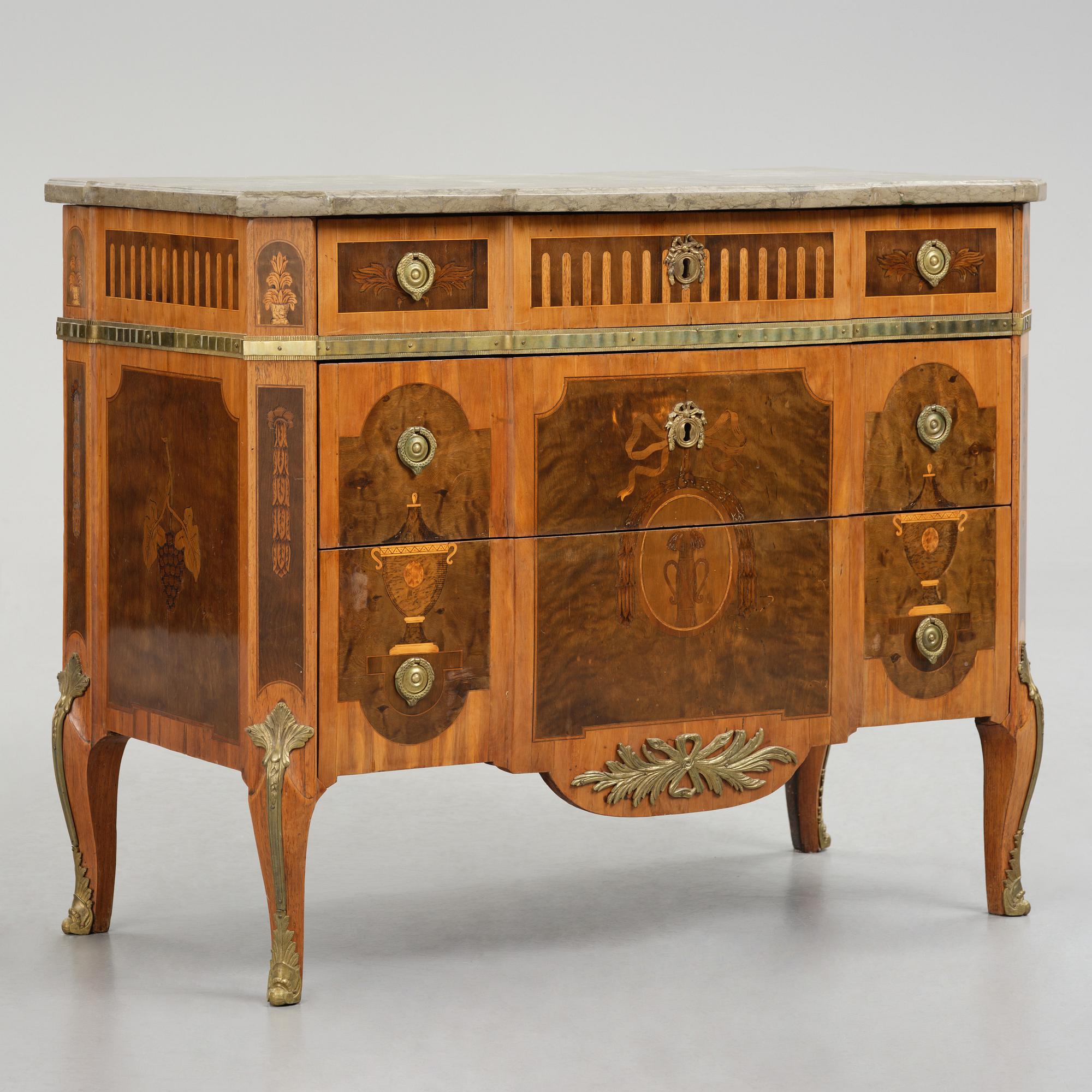 A Gustavian marquetry commode attributed to J. Hultsten (master in Stockholm 1773-94).