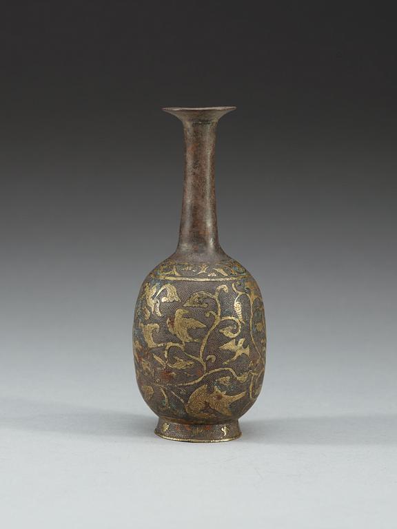 A partially gilt flask, Tang dynasty.