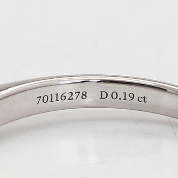 Tiffany & Co, a platinum ring with a diamond 0.19 ct. according to engraving.