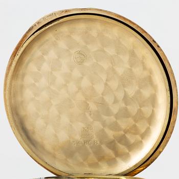 Zenith, pocket watch, 14K gold, hunter, with chain in 18K gold, 51.5 mm.