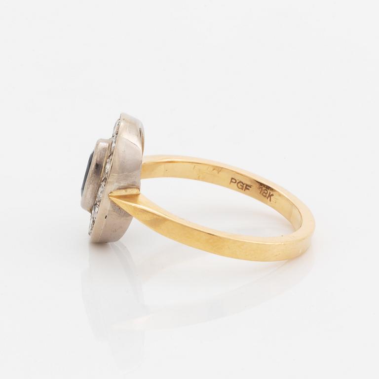 Sapphire and brilliant-cut diamond ring.