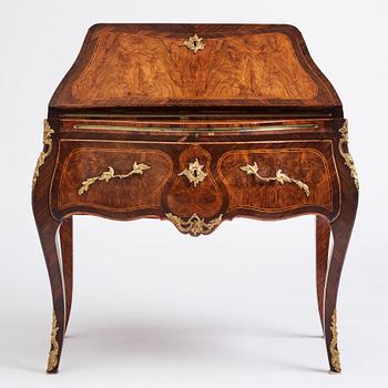 A rosewood, walnut, and gilt brass-mounted rococo secretaire by J. H. Reimers (master in Stockholm 1754-73).