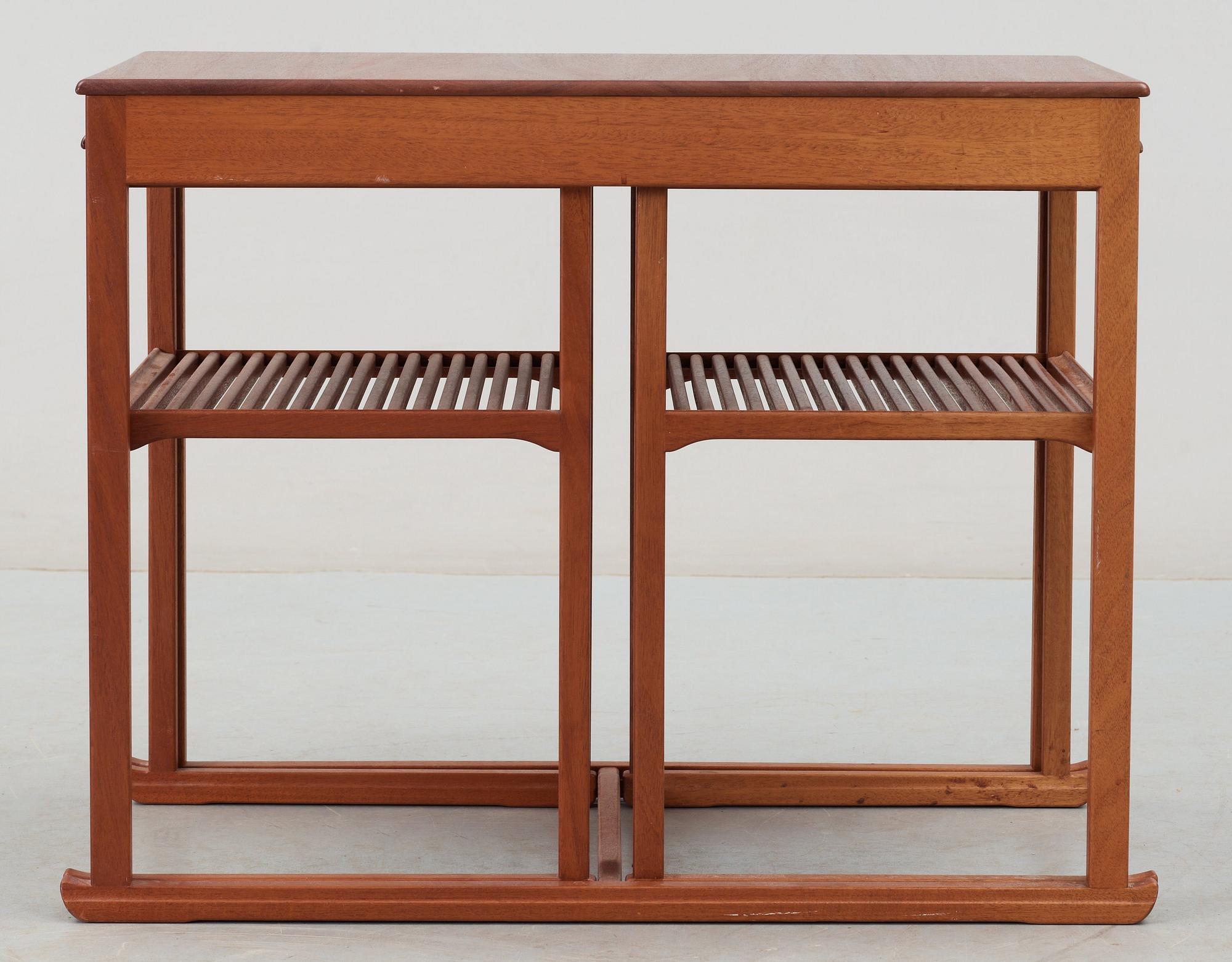 A Carl Malmsten teak set of occasional tables, manufactured by Åfors Möbelfabriks AB, Sweden.